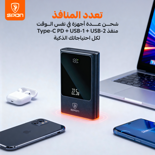 7ca0b7b4-6ad9-4c35-94ec-3a82c6858cc4-1000x1000-mxAzjdCFRwwSZOTCvQffyBXO7o5fQ8rGKRAagw3s باور بانك بقوة 20 واط ضمان ثلاثة سنوات + سلكين شاحن بقوة 100 واط ضمان 5 سنوات , مضاد للقطع معتمد من شركة ابل بقيمة 99 ري