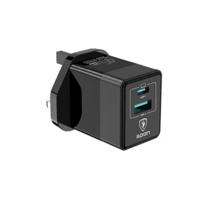 شاحن جداري سبون بقوة 45 واط بتقنية GaN ثنائي المنافذ (USB-C + QC5.0 USB-A)